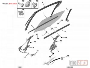 Glavna slika -  Pezo 508 Podizac Zadnjeg Prozora Desni Elektricni Bez Motora 11-15, NOVO - MojAuto