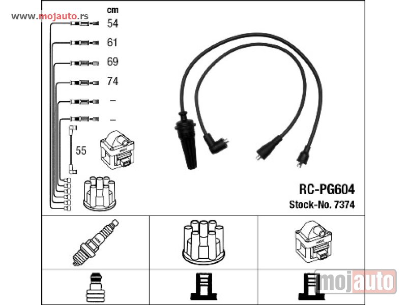 Glavna slika -  Pezo 104,205 Polozen Motor, Kablovi za Svecice, NOVO - MojAuto