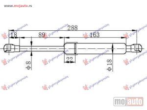 Glavna slika -  AMORTIZER GEPEK VRATA (CABRIO) (288L-370N) Fiat 500 07-15 -dostupno - MojAuto