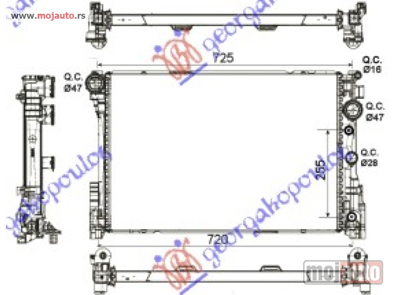 Glavna slika -  HLADNJAK MOTORA 3.0/3.5 BENZIN / 2.1/2.2-3.0 Cdi (64x43x3.4) Mercedes c class (w204) 07-11 -nedostupno - MojAuto