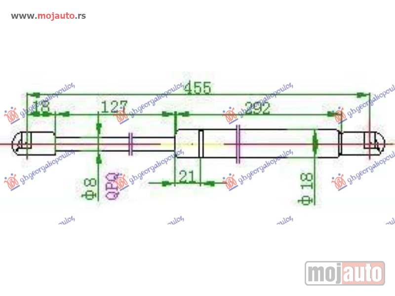 Glavna slika -  AMORTIZER GEPEK VRATA 3/5 VRATA 02- (455L-700N) Ford focus 98-04 -dostupno - MojAuto