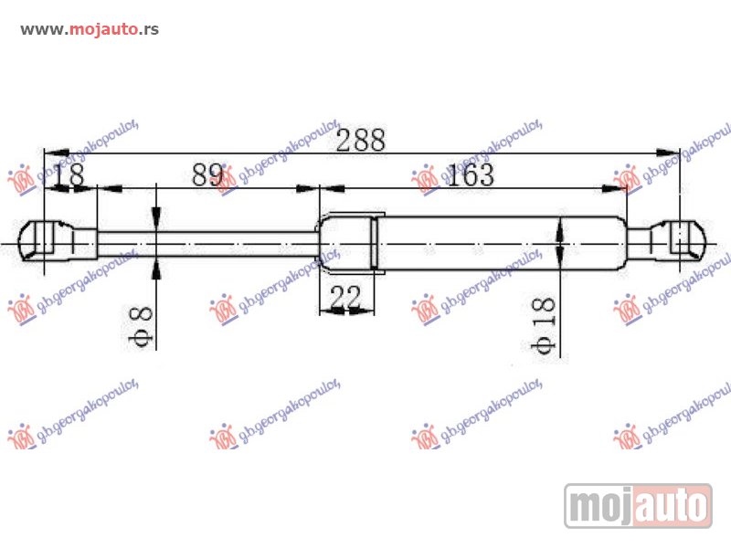 Glavna slika -  AMORTIZER GEPEK VRATA (CABRIO) (288L-370N) Fiat 500 07-15 -dostupno - MojAuto