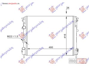 Glavna slika -  HLADNJAK MOTORA BENZIN/DIZEL (48x41) SA PUMPOM Renault clio 98-01 -nedostupno - MojAuto