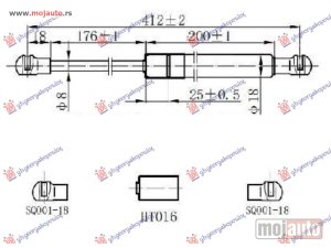 NOVI: delovi  AMORTIZER GEPEK VRATA (412L-340N) Renault clio 01-06/campus 04-/thalia 01- -dostupno