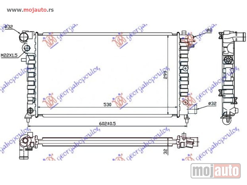 Glavna slika -  HLADNJAK MOTORA 1.5 DIZEL (53x29.7) Peugeot 106 96-03 -nedostupno - MojAuto