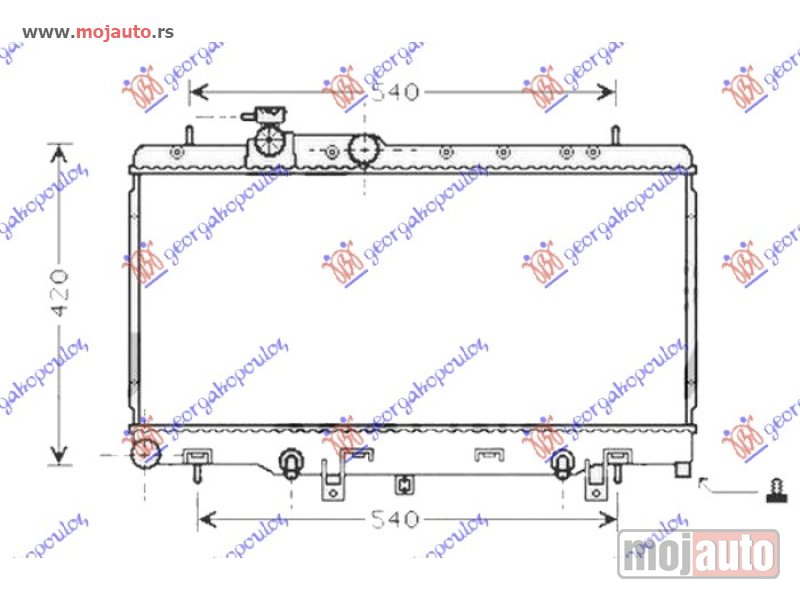 Glavna slika -  HLADNJAK MOTORA 1.6/2.0/2.5 BENZIN (AUTO) (+/-AC) (340x692x16) Subaru impreza 01-08 -dostupno - MojAuto