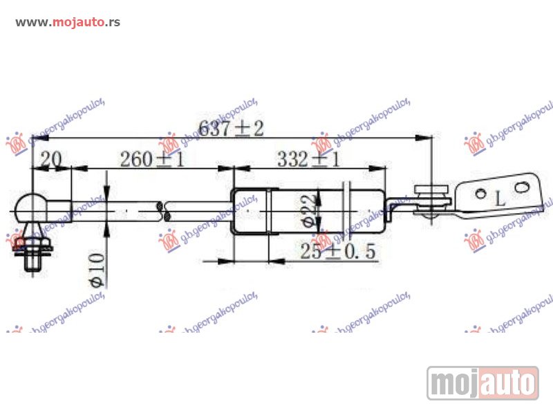 Glavna slika -  AMORTIZER GEPEK VRATA (637L-315N) Levo Subaru forester 98-02 -dostupno - MojAuto