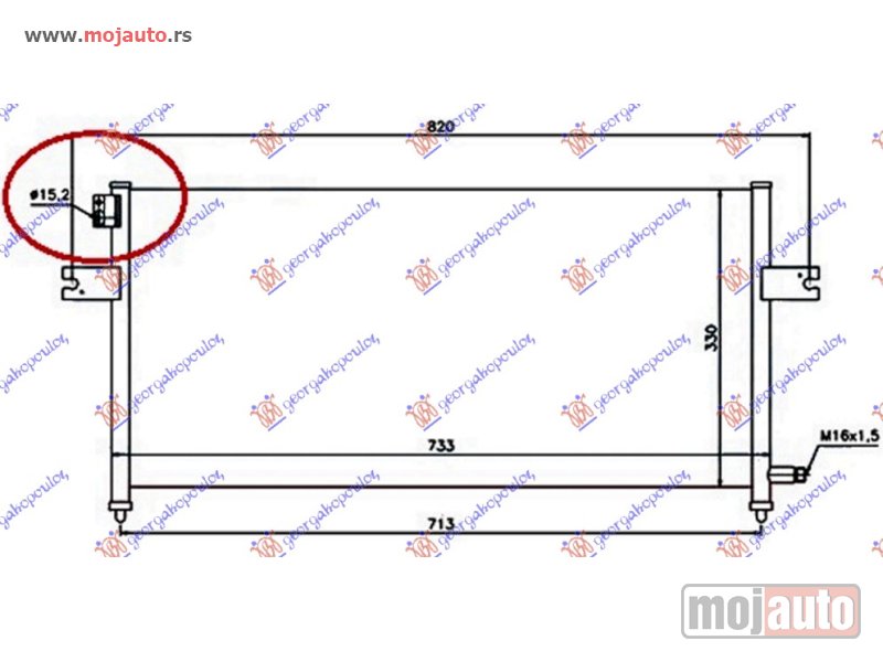 Glavna slika -  HLADNJAK KLIME 2.4 BENZIN - 2.5 ?D (733x330x16) CEV 15.2mm Nissan p/u (d22) 2wd-4wd 98-01 -dostupno - MojAuto