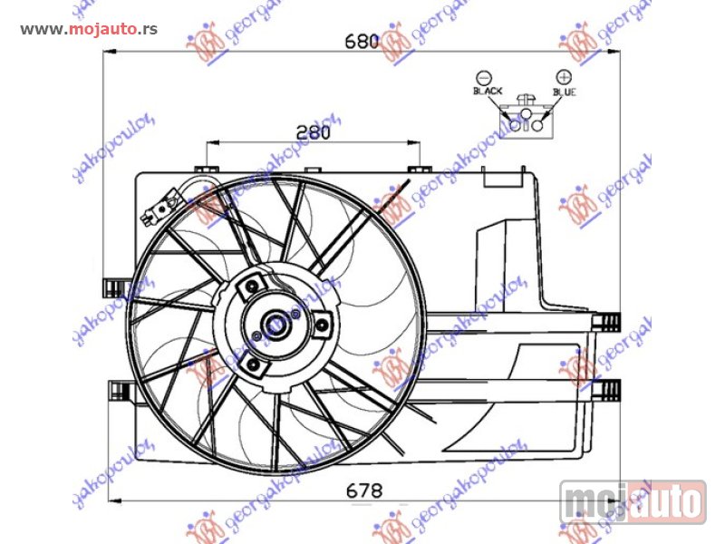 Glavna slika -  VENTILATOR KOMPLET (BENZIN/DIZEL) (HLADNJAK SA POSUDOM) Mercedes a class (w168) 98-04 -dostupno - MojAuto