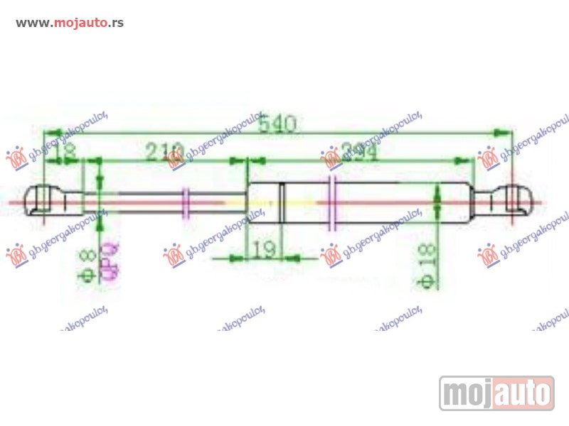 Glavna slika -  AMORTIZER GEPEK VRATA (370?) Mercedes a class (w168) 98-04 -dostupno - MojAuto