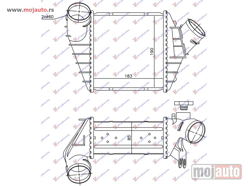 Glavna slika -  HLADNJAK INTERKULERA 1.8? BENZIN - 1.9 TDI -02 (183x190x85) Vw new beetle 98-11 -dostupno - MojAuto