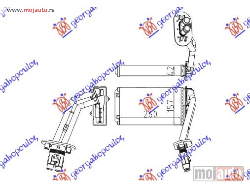 Glavna slika -  GREJAC KABINE (M) (260x157x42) (TIP VALEO) Renault laguna 98-00 -dostupno - MojAuto