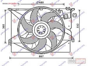 NOVI: delovi  VENTILATOR KOMPLET (BENZIN/DIZEL) (480mm) (600W) (4 PIN) Mercedes s class (w221) 05-13 -dostupno