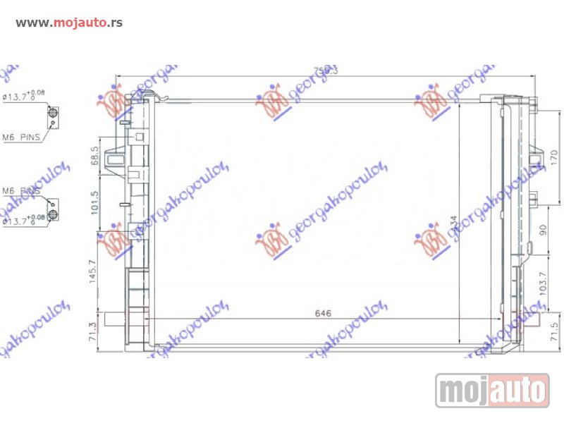 Glavna slika -  HLADNJAK KLIME BENZIN/DIZEL (61x45.8) Mercedes a class (w176) 12-15 -dostupno - MojAuto