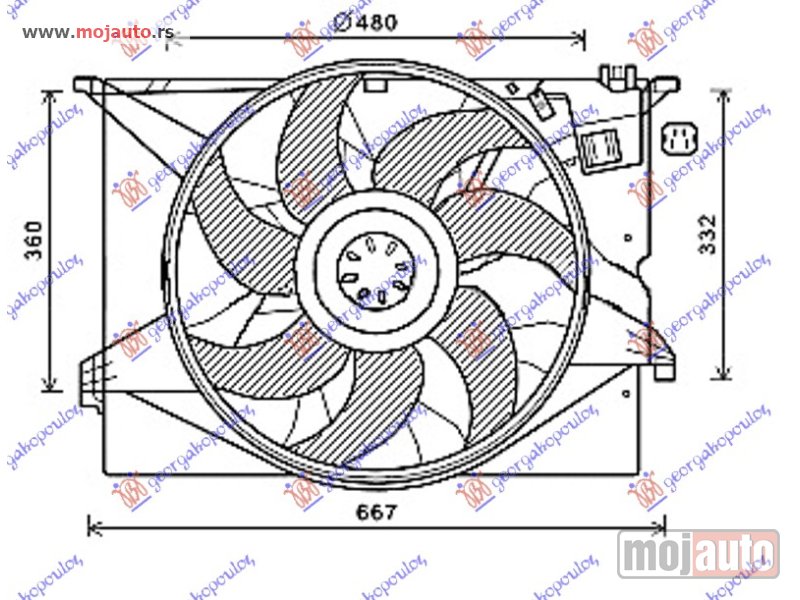 Glavna slika -  VENTILATOR KOMPLET (BENZIN/DIZEL) (480mm) (600W) (4 PIN) Mercedes s class (w221) 05-13 -dostupno - MojAuto