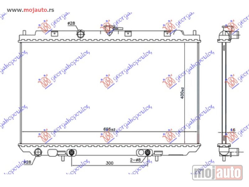 Glavna slika -  HLADNJAK MOTORA 1.8 BENZIN (AUTO) (400x695x16) Nissan almera tino 00-05 -dostupno - MojAuto