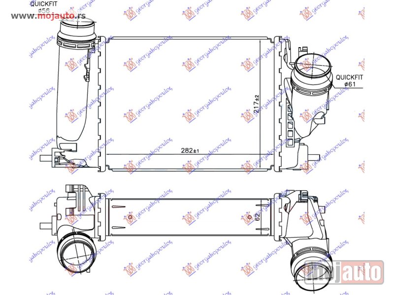 Glavna slika -  HLADNJAK INTERKULERA 1.6 DCi (282x218x64) VALEO Nissan qashqai 13-17 -dostupno - MojAuto