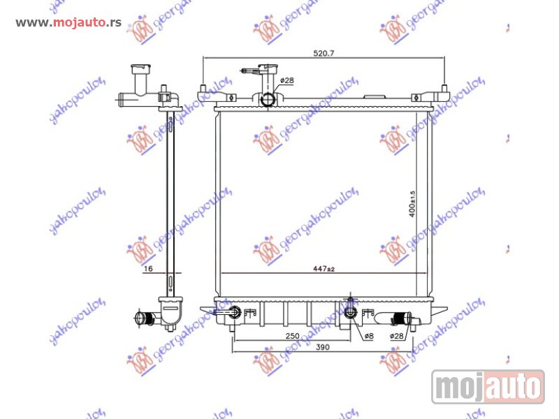 Glavna slika -  HLADNJAK MOTORA 1.2 12V BENZIN (AUTO) (445x400x16) Nissan micra (k13) 10-13 -dostupno - MojAuto