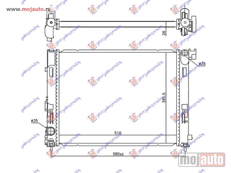 Glavna slika -  HLADNJAK MOTORA 1.0i 1.3 DIG-TURBO BENZIN (510x395x26) Nissan micra (k14) 17- -dostupno - MojAuto