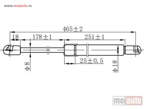 NOVI: delovi  AMORTIZER HAUBE (465L-285N) Kia sorento 09-12 -dostupno