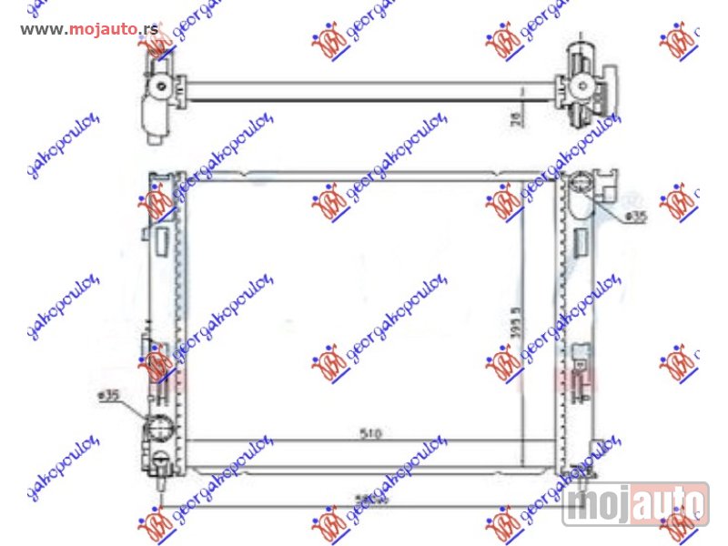 Glavna slika -  HLADNJAK MOTORA 1.0i/1.3 DIG-TURBO BENZIN (510x395x26) (KOYO) Nissan micra (k14) 17- -dostupno - MojAuto