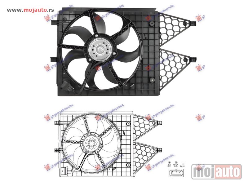 Glavna slika -  VENTILATOR KOMPLET 1.2/1.4/1.6 BENZIN - 1.6/1.9 DIZEL Skoda fabia 10-14 -nedostupno - MojAuto