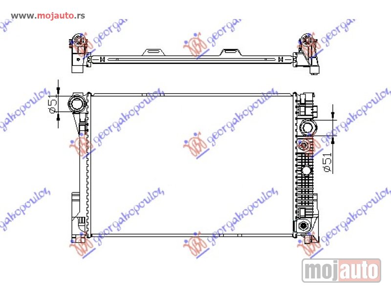 Glavna slika -  HLADNJAK MOTORA 1.8/2.5/3.0i 16V 24V (AUTO) (64x43) Mercedes c class (w204) 11-14 -dostupno - MojAuto