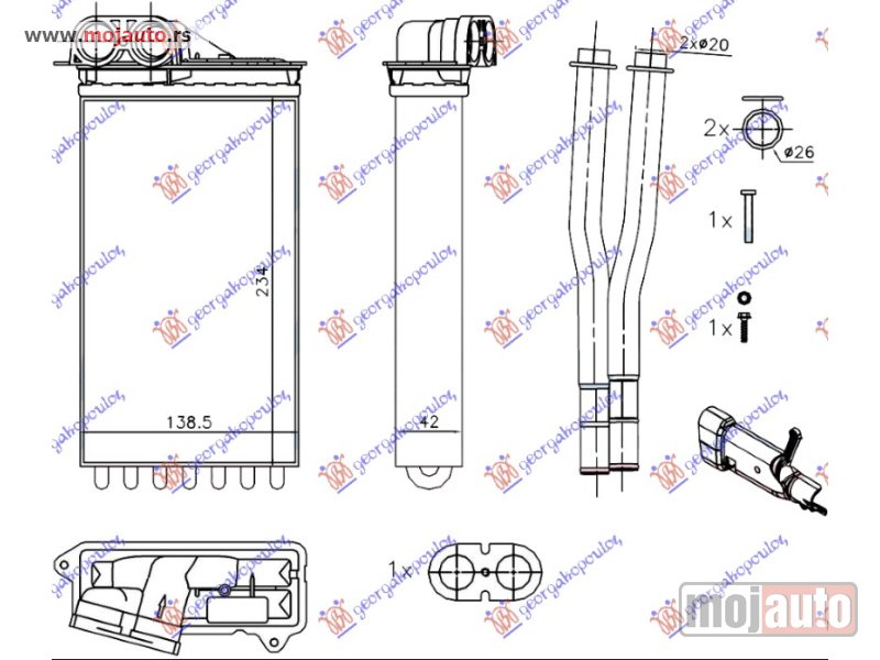 Glavna slika -  GREJAC KABINE (M) (+AC) (235x140x42) Toyota aygo 12-14 -dostupno - MojAuto