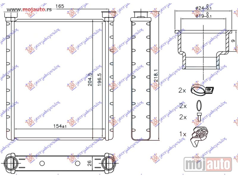 Glavna slika -  GREJAC KABINE (BR) (155x195x26) Mercedes cla (117) 13-16 -dostupno - MojAuto