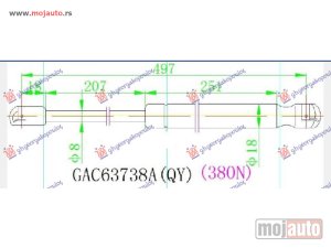 NOVI: delovi  AMORTIZER GEPEK VRATA (497L-380N) Nissan micra (k13) 13-17 -dostupno