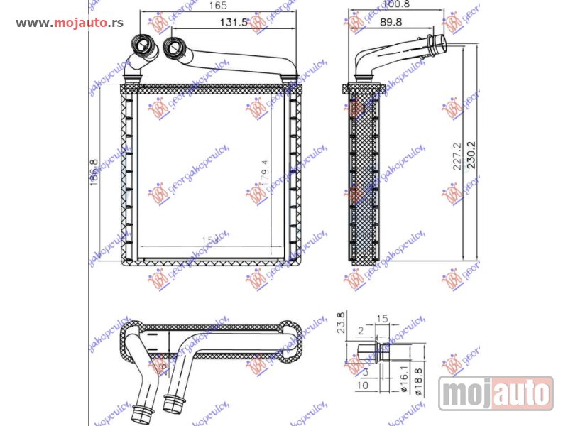 Glavna slika -  GREJAC KABINE (BR) (153x180X26) (TIP DENSO) Vw scirocco 14- -dostupno - MojAuto