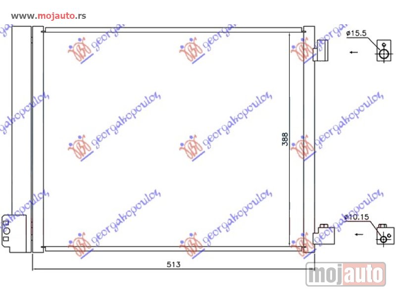 Glavna slika -  HLADNJAK KLIME 1.2DIG 1.5i 16V (HR12DDR) (51x38) Nissan micra (k13) 13-17 -dostupno - MojAuto