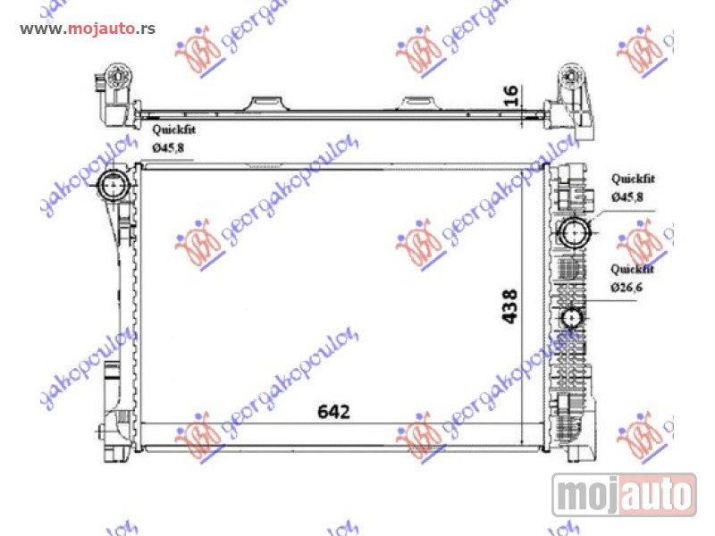 Glavna slika -  HLADNJAK MOTORA 1.8/2.5/3.0 16V/24V 2.2 Cdi (MAN) (64x45x2.6) Mercedes c class (w204) 11-14 -dostupno - MojAuto