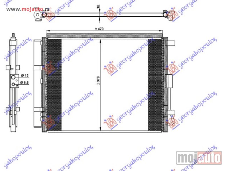 Glavna slika -  HLADNJAK KLIME 1.6 T-GDI BENZIN (48.5x38.3x1.2) Kia ceed 5d 13-15 -dostupno - MojAuto