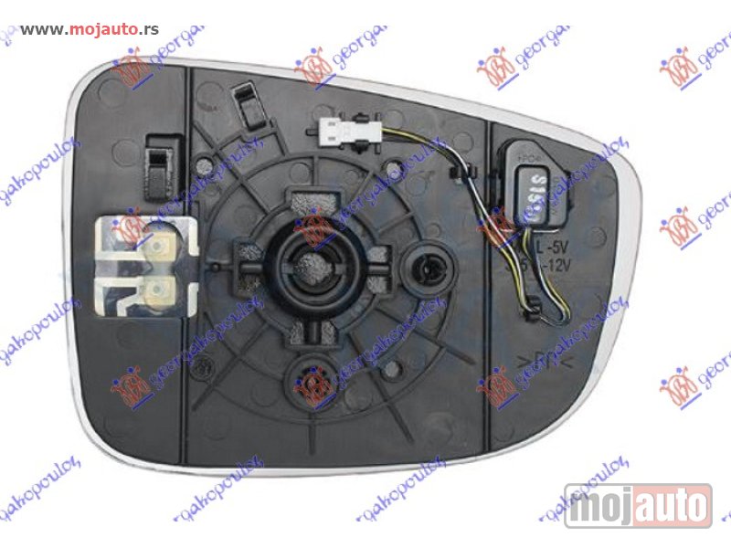 Glavna slika -  STAKLO RETROVIZORA SA GREJACEM (MRTAV UGAO) (ASFERICNO) Levo Mazda 2 20-22 -dostupno - MojAuto