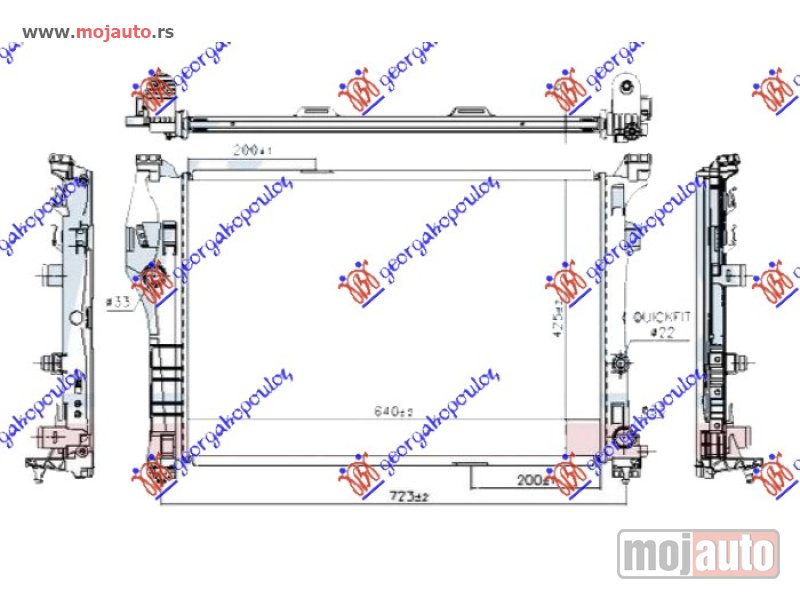 Glavna slika -  HLADNJAK MOTORA 2.0 AMG BENZIN (AUTO) (640x425) Mercedes a class (w176) 15-18 -dostupno - MojAuto