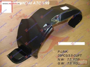 Glavna slika -  POTKRILO PLASTICNO Levo Hyundai atos prime 99-03 -dostupno - MojAuto