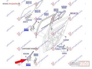 NOVI: delovi  PODIZAC ZADNJEG PROZORA ELEKTRICNI (BEZ MOTORA) (O) Levo Hyundai i20 08-12 -dostupno