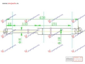 NOVI: delovi  AMORTIZER GEPEK VRATA (420L-450N) Hyundai i20 08-12 -dostupno