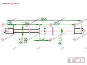 NOVI: delovi  AMORTIZER GEPEK VRATA 5 VRATA (455L-380N) Fiat punto 99-03 -nedostupno