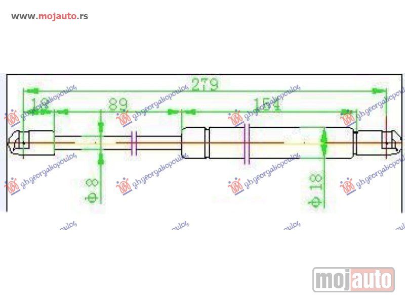 Glavna slika -  AMORTIZER GEPEK VRATA (SEDAN) (280L-510N) Ford focus 08-11 -dostupno - MojAuto