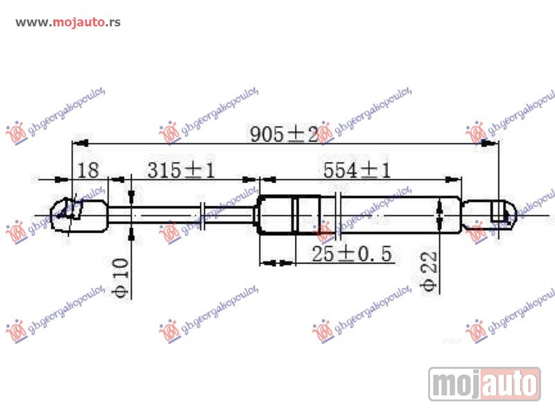 Glavna slika -  AMORTIZER GEPEK VRATA (905L-730N) Opel vivaro 02-06 -dostupno - MojAuto