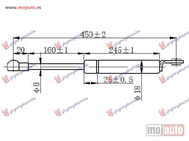 Glavna slika -  AMORTIZER GEPEK VRATA (450L-140N) Suzuki jimny 98-18 -dostupno - MojAuto