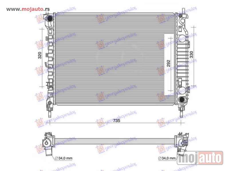 Glavna slika -  HLADNJAK MOTORA 2.2 TDCi DIZEL (MAN) (670x500x34) (KOYO) Opel antara 06-15 -dostupno - MojAuto