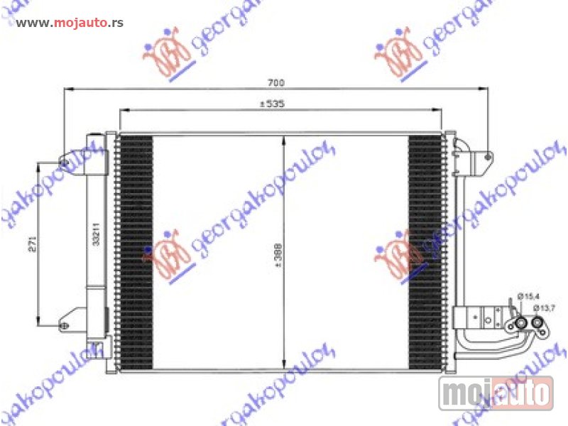 Glavna slika -  HLADNJAK KLIME BENZIN/DIZEL (550x390x16) Seat leon 05-13 -dostupno - MojAuto