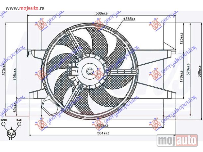 Glavna slika -  VENTILATOR KOMPLET (BENZIN/DIZEL) (-AC) (OKRUGLI KONEKTOR) Ford fiesta 02-08 -dostupno - MojAuto