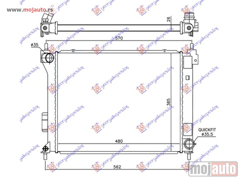 Glavna slika -  HLADNJAK MOTORA 1.4/1.6 CRDi DIZEL (MAN) (480x380x26) 10- Hyundai i20 08-12 -dostupno - MojAuto