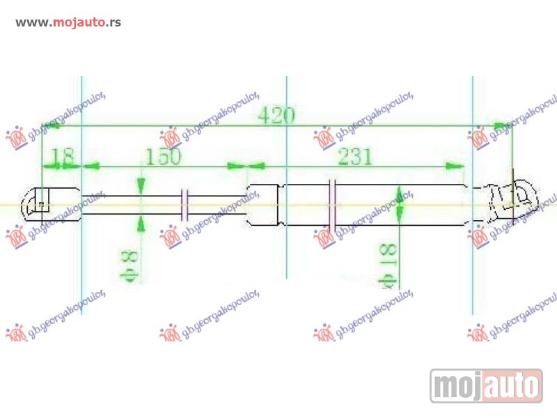 Glavna slika -  AMORTIZER GEPEK VRATA (420L-450N) Hyundai i20 08-12 -dostupno - MojAuto