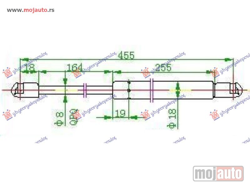 Glavna slika -  AMORTIZER GEPEK VRATA 5 VRATA (455L-380N) Fiat punto 99-03 -nedostupno - MojAuto