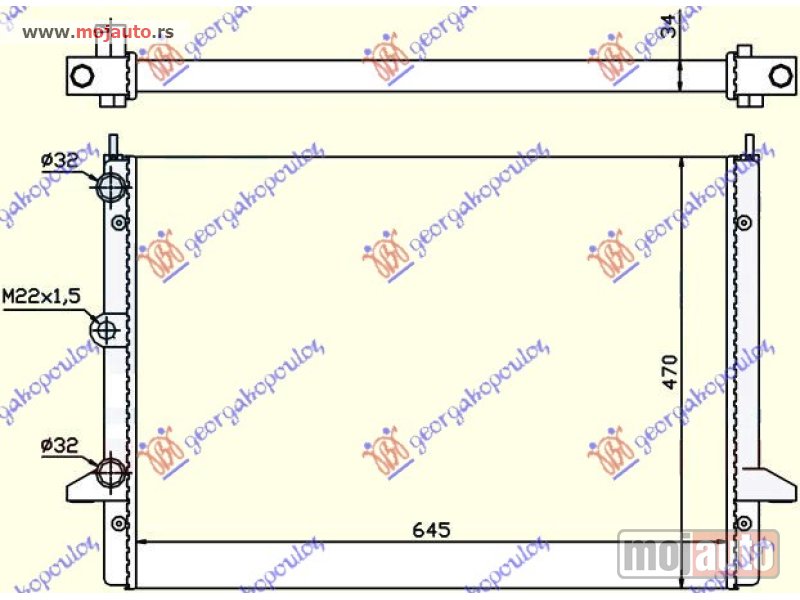 Glavna slika -  HLADNJAK MOTORA 2.3i/16V/2.8i VR6 (64.5x47) -00 Vw sharan 95-10 -dostupno - MojAuto